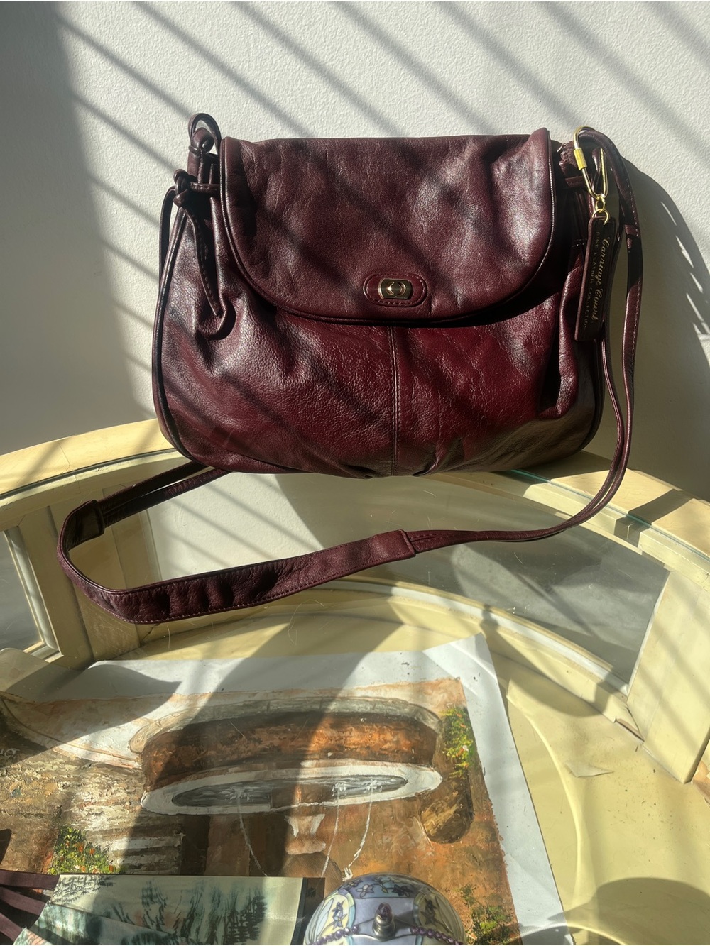 Vintage Burgundy Leather Crossbody Bag